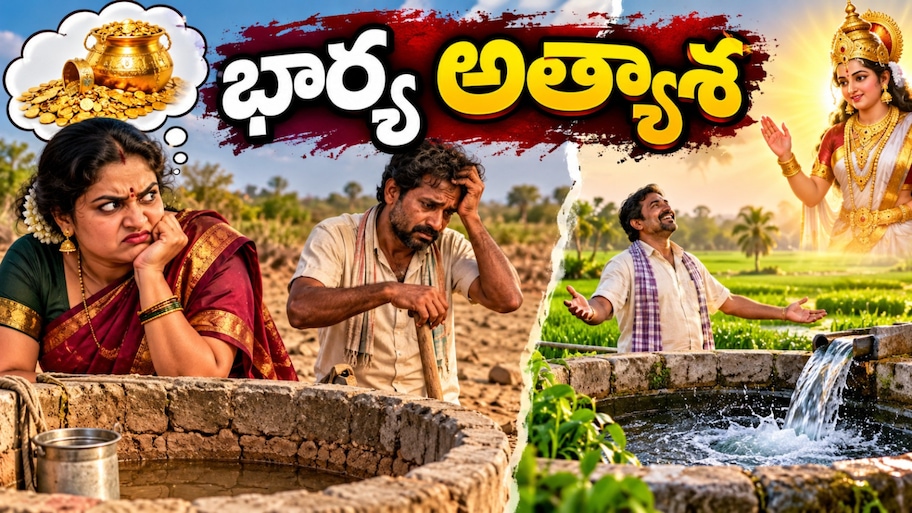 ఆశ, అసూయ మనుషులను ఎలా నాశనం చేస్తాయో తెలిపే "భార్య అత్యాశ" నీతి కథ