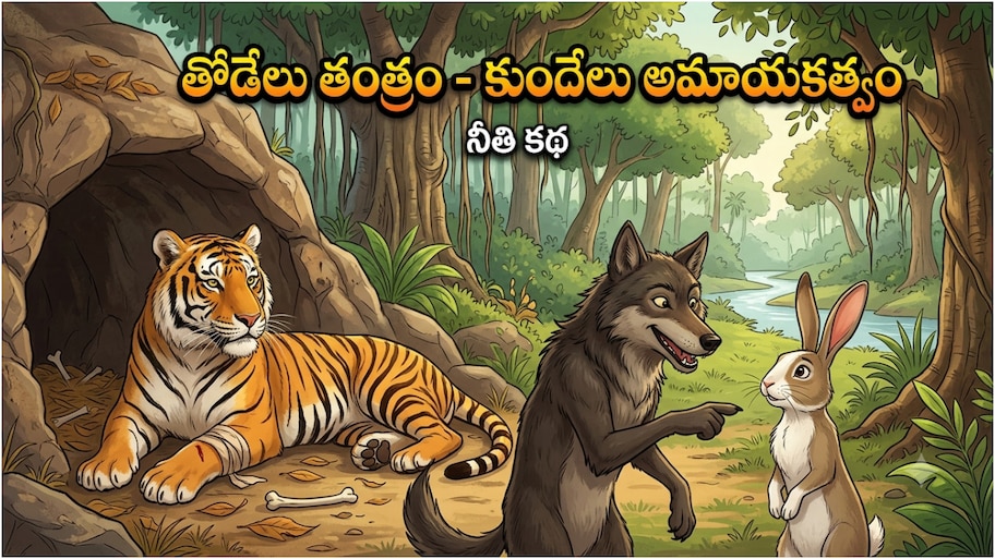మాయమాటలను గుడ్డిగా నమ్మకూడని చెబుతున్న... తోడేలు తంత్రం - కుందేలు అమాయకత్వం నీతి కథ...!!