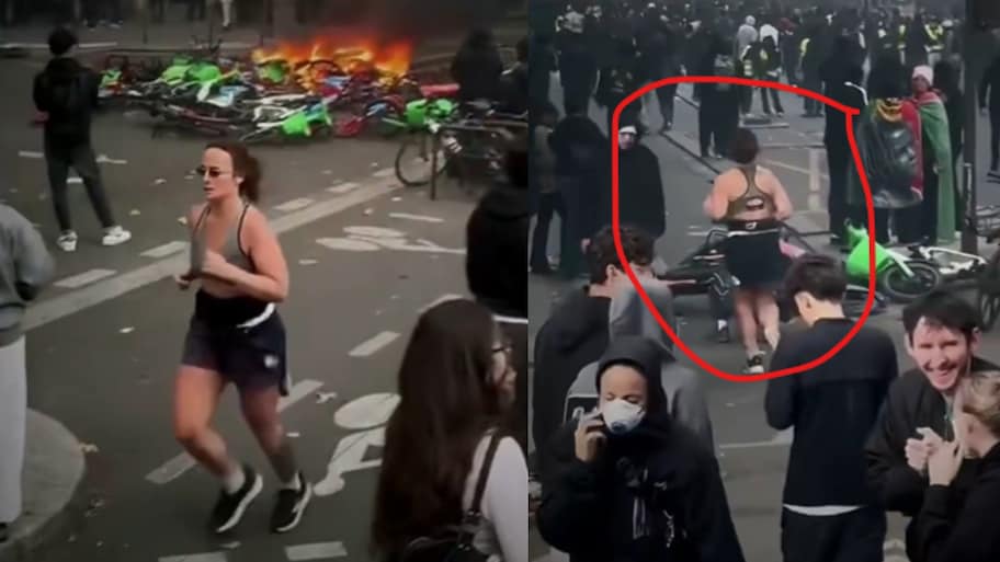 Woman jogging in France: ఫ్రాన్స్‌లో నిరసనల మంటలు.. రోడ్డుమీద మహిళ చేసిన పనికి అంతా షాక్.. వీడియో..