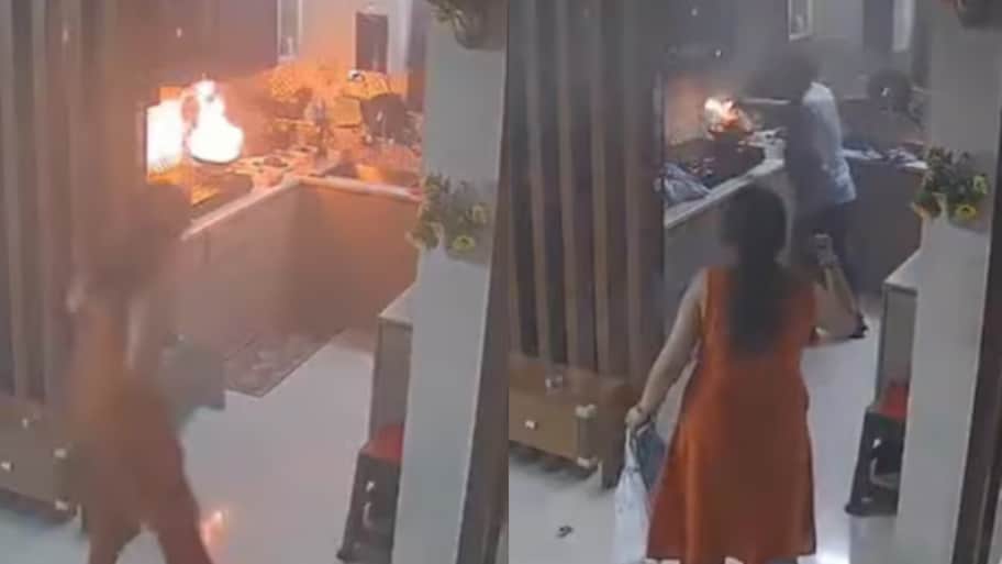 Mohali Delivery Person:  కిచెన్ లో ఎగిసిపడ్డ మంటలు.. డెలివరీ బాయ్ సమయస్పూర్తీకి నెట్టింట ప్రశంసలు.. వీడియో..