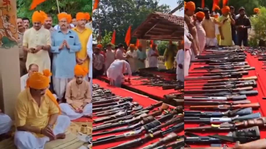 MLA Raghuraj Pratap Singh: వందలాది తుపాకుల మధ్య ఎమ్మెల్యే రాజా భయ్యా ఆయుధ పూజ.. వీడియో వైరల్..