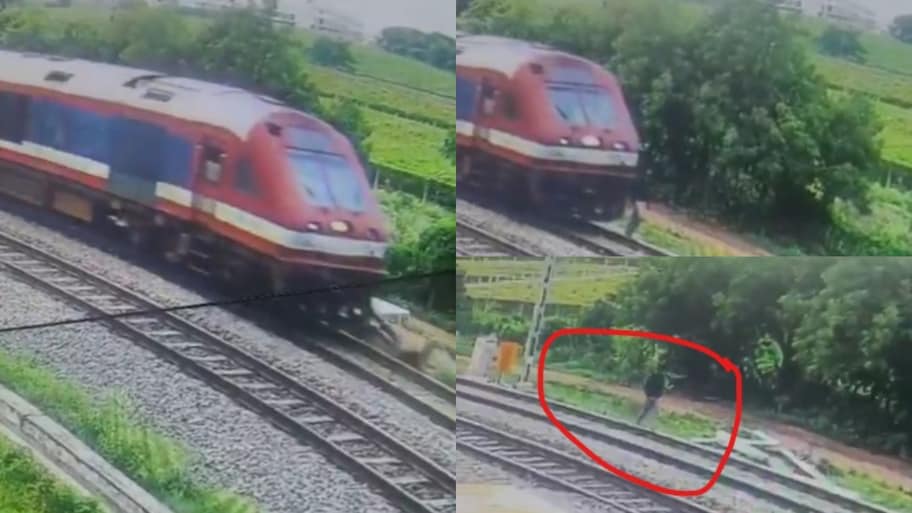 Hyderabad: చెవుల్లో ఇయర్‌ఫోన్లు.. వేగంగా దూసుకొచ్చి వ్యక్తిని ఢీకొన్న రైలు.. షాకింగ్ వీడియో..