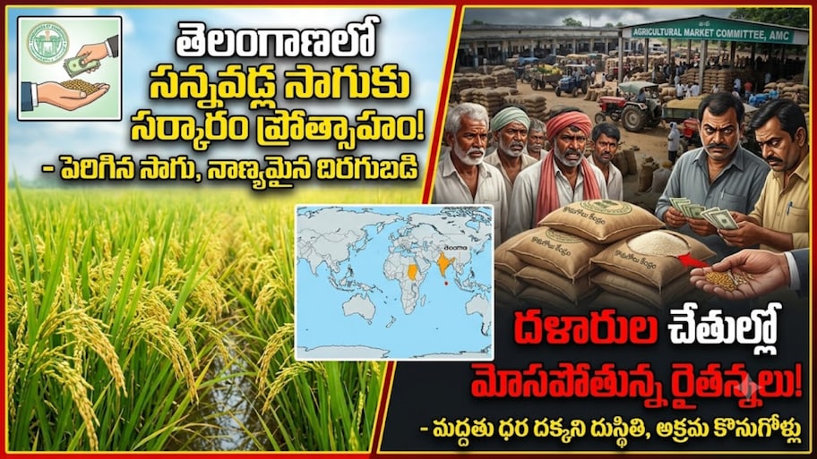 తెలంగాణలో రికార్డు స్థాయిలో సన్నవడ్ల సాగు.. గిట్టుబాటు ధర లేక దళారుల చేతుల్లో మోసపోతున్న రైతన్నలు..